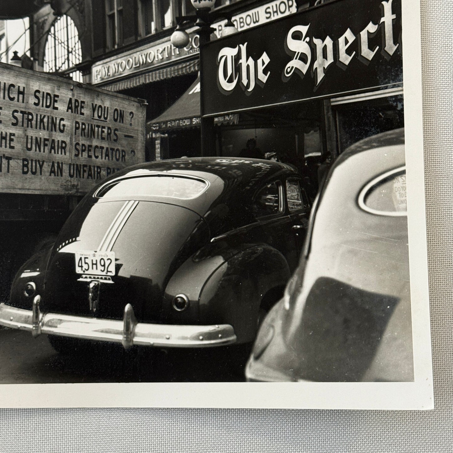 Vintage Newspaper Strike Photo Photograph Car Truck Modern Era Print