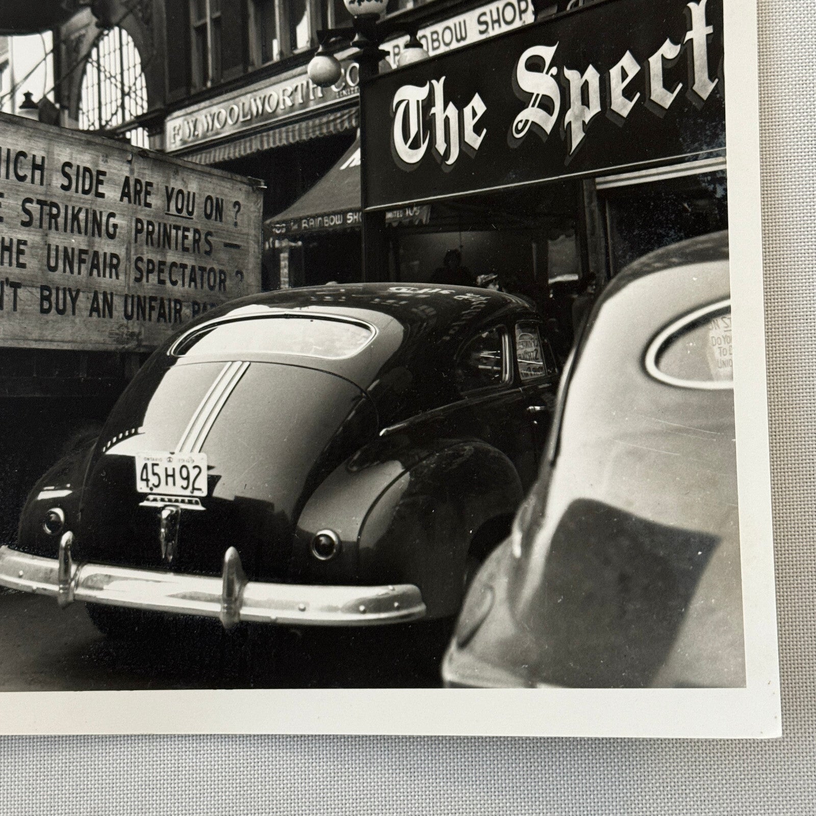 Vintage Newspaper Strike Photo Photograph Car Truck Modern Era Print