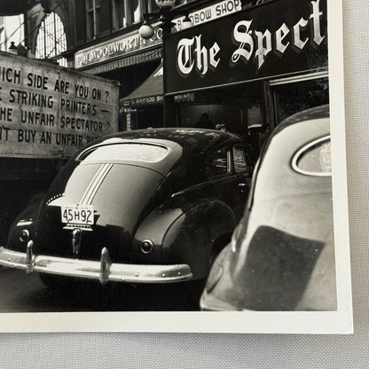 Vintage Newspaper Strike Photo Photograph Car Truck Modern Era Print