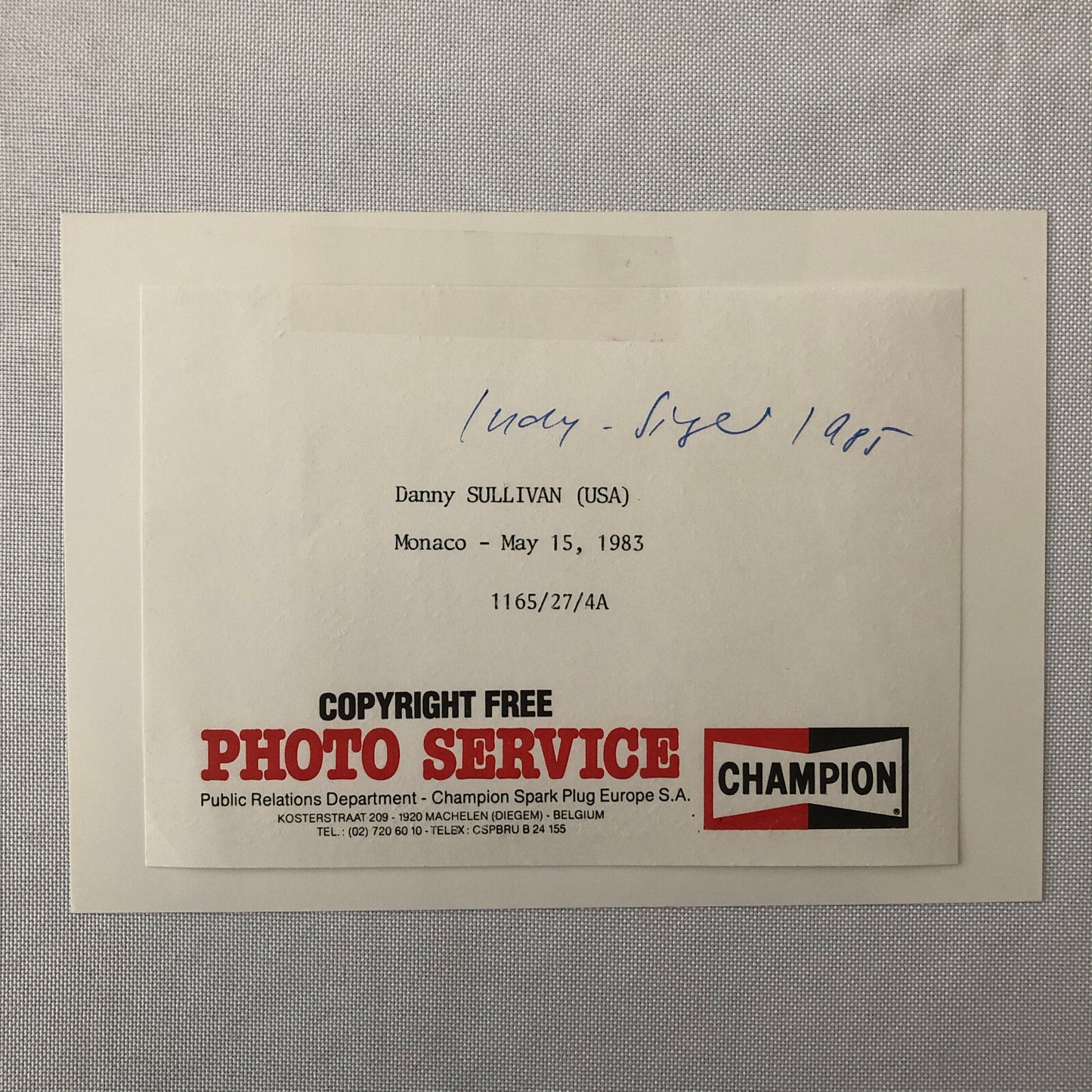 Vintage Indy Indianapolis Racing Photo Photograph Danny Sullivan Champion Spark