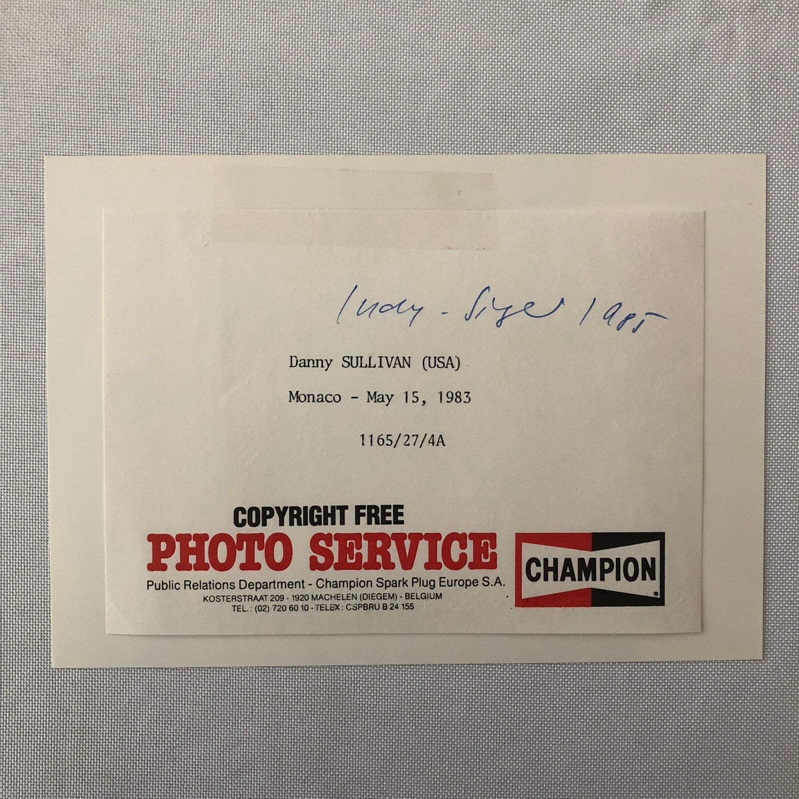 Vintage Indy Indianapolis Racing Photo Photograph Danny Sullivan Champion Spark