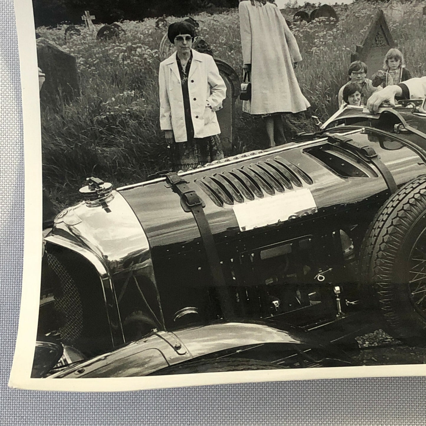 Antique Bentley Car with Church Clergy Press Photo Photograph Print 