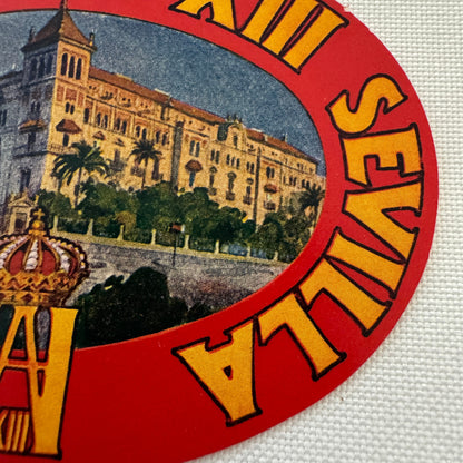 Vintage Hotel Alfonso XIIII Sevilla Spain Travel Luggage Label
