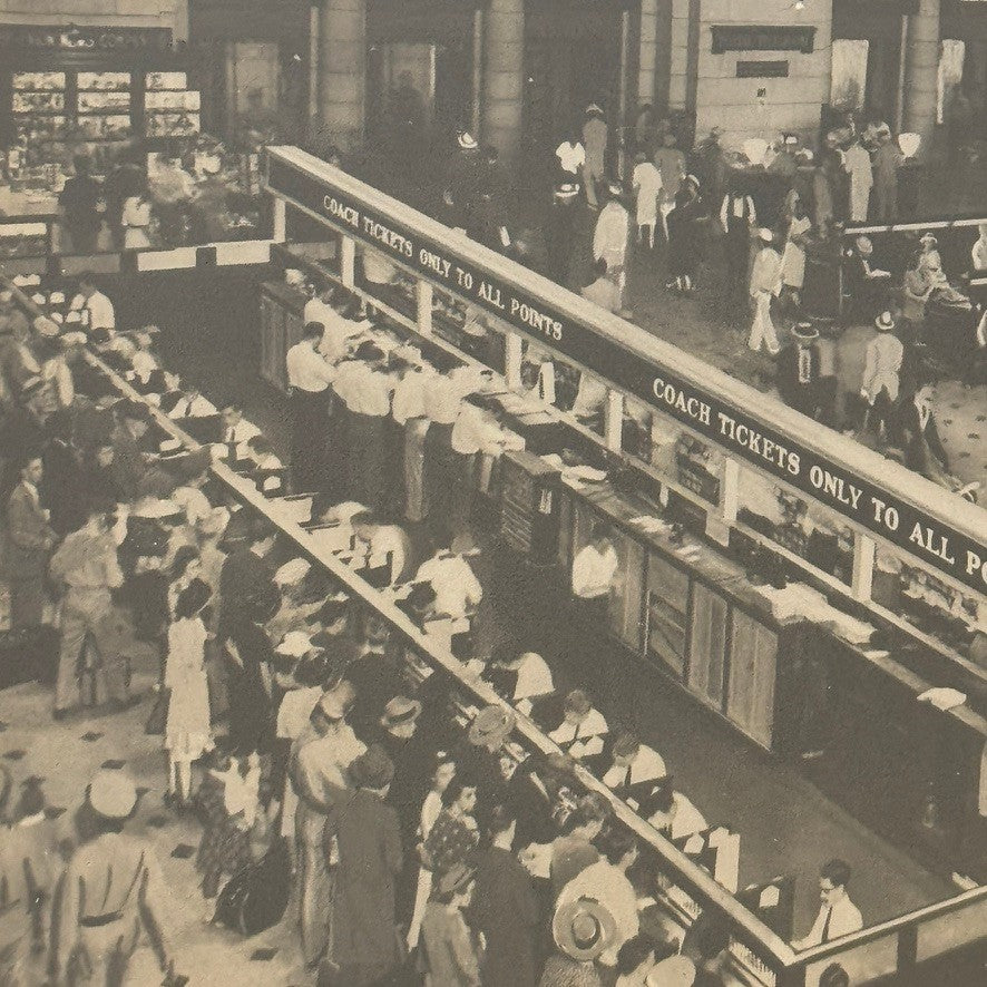 Vintage Train Station Railroad Photograph Washington DC Crowd People Photo Print