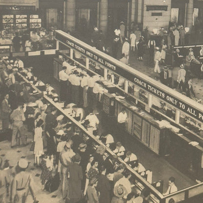 Vintage Train Station Railroad Photograph Washington DC Crowd People Photo Print