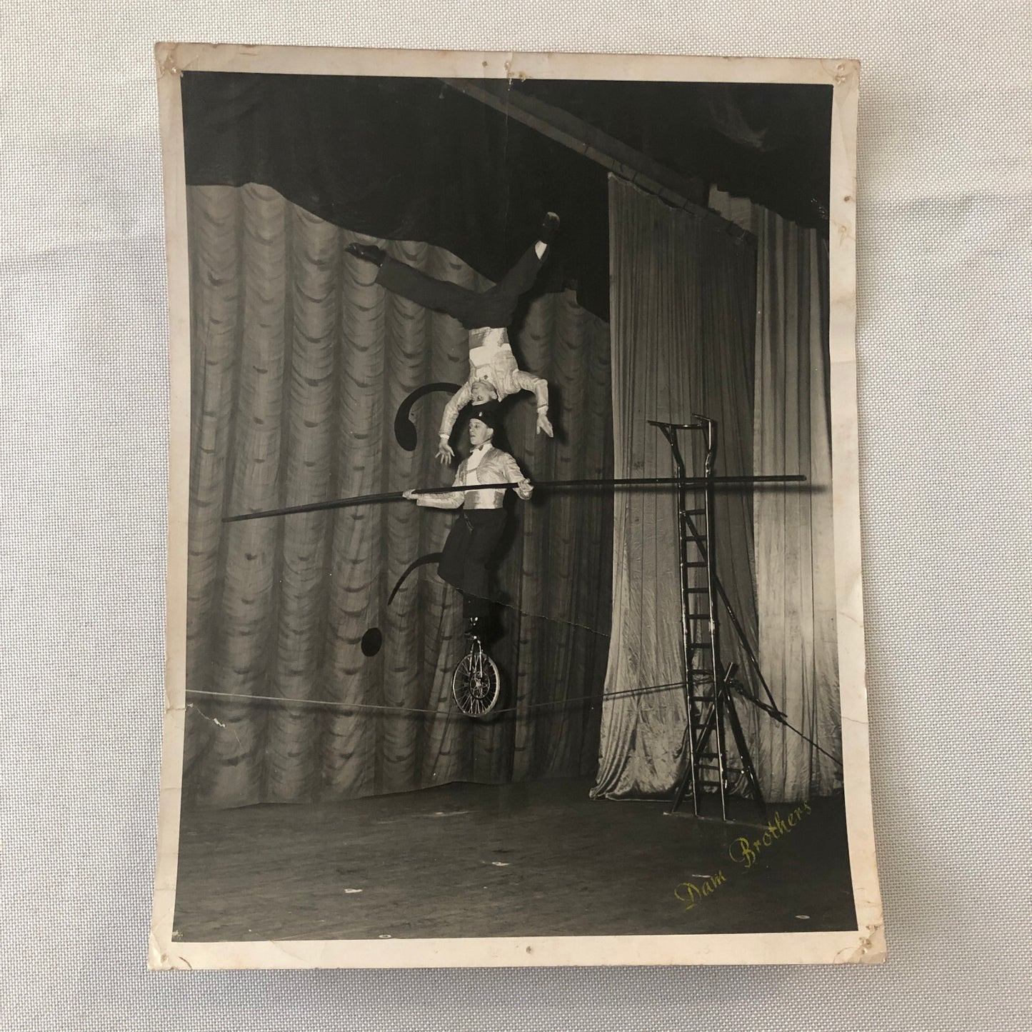 Circus Performer Unicycle Balancing Act Photo Photograph Dam Brothers Vintage