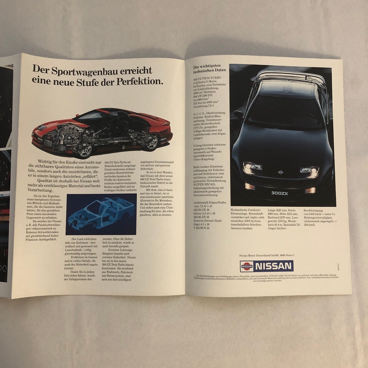 Vintage Nissan 300ZX Twin Turbo Poster Sales Brochure Catalog GERMAN TEXT Euro