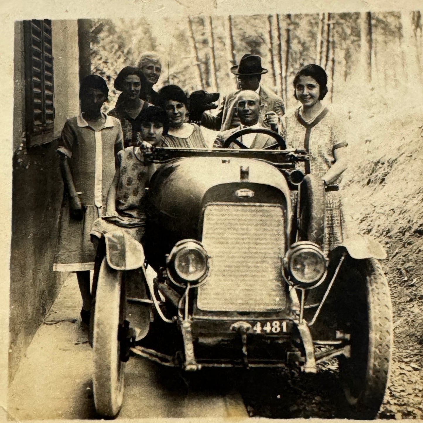 Vintage Photograph Photograph Print People in Early Automobile Antique