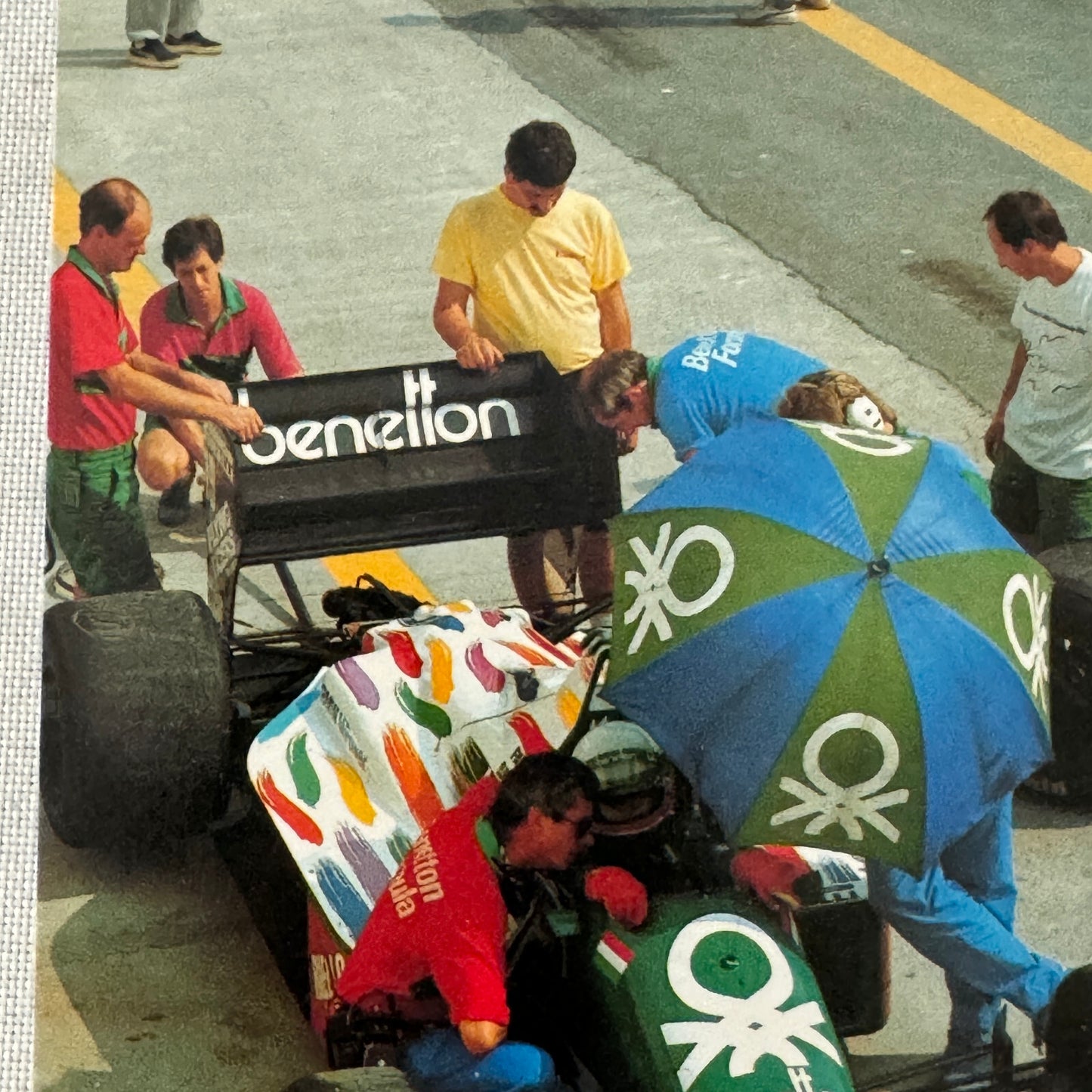 Benetton BMW Formula One F1 Racing Card Postcard Teo Fabi CZECH Text