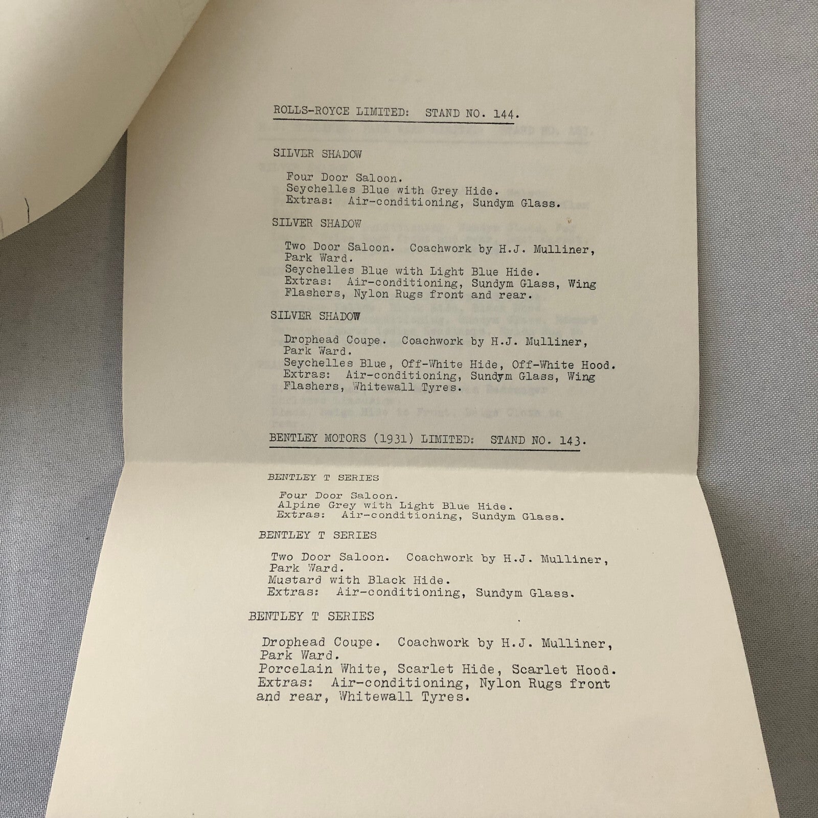 Rolls Royce Bentley Press Kit Silver Shadow Bentley T Series Phantom 1968 1969