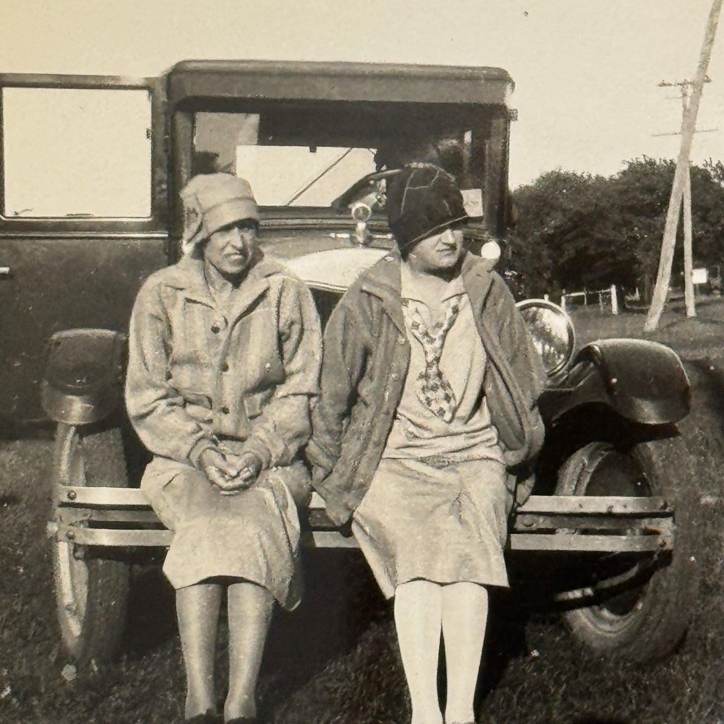 Vintage Car Photo Photograph Print Women with Automobile Snapshot