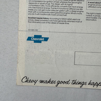 1982 Chevrolet Car Brochure Catalog Camaro Corvette Citation Monte Carlo +