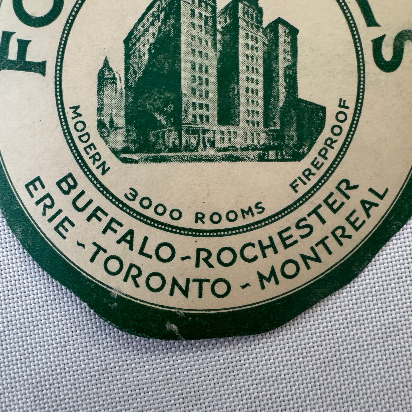 Vintage Hotel Travel Luggage Label Ford Hotel Buffalo Rochester Erie Toronto