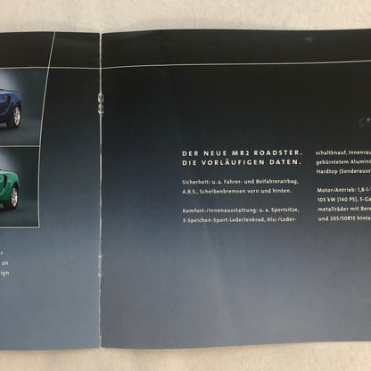 Toyota MR2 Roadster Car Sales Brochure Catalog Advertising GERMAN TEXT European