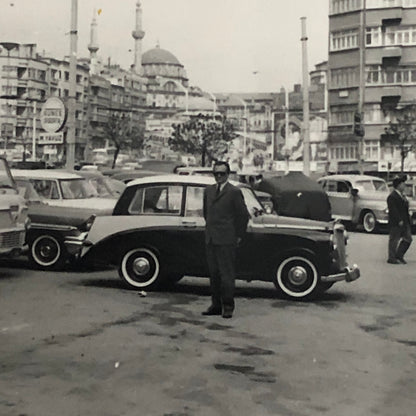 Vintage Car Automobile Photo Lot of 2 Istanbul Buildings People Mercedes Benz + 