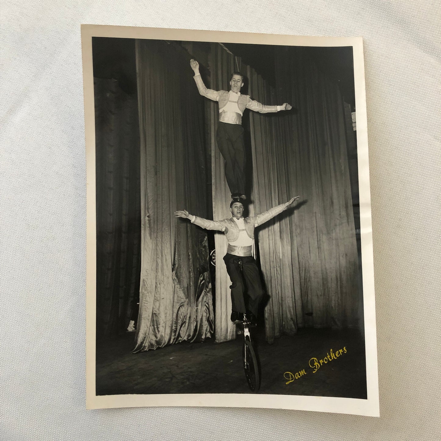 Circus Performer Unicycle Balancing Act Photo Photograph Dam Brothers Vintage
