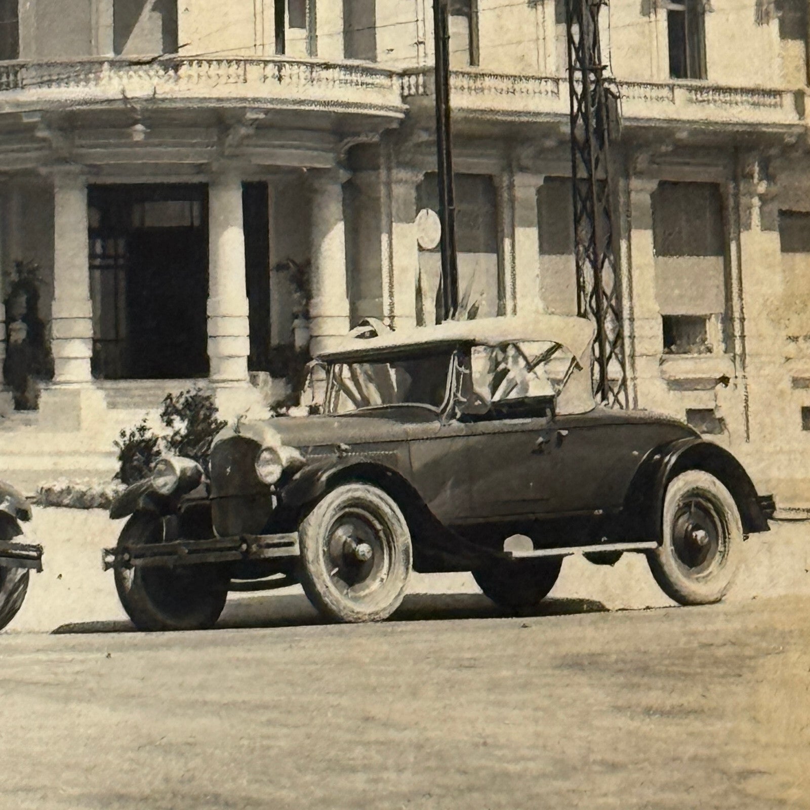 Antique Car Automobile Building Italian Photo Postcard Post Card RPPC