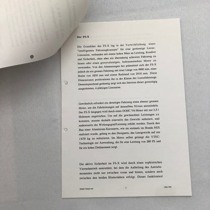 Honda EP-X and FS-X Concept Car Prototype Press Kit GERMAN Text 1992 Photos
