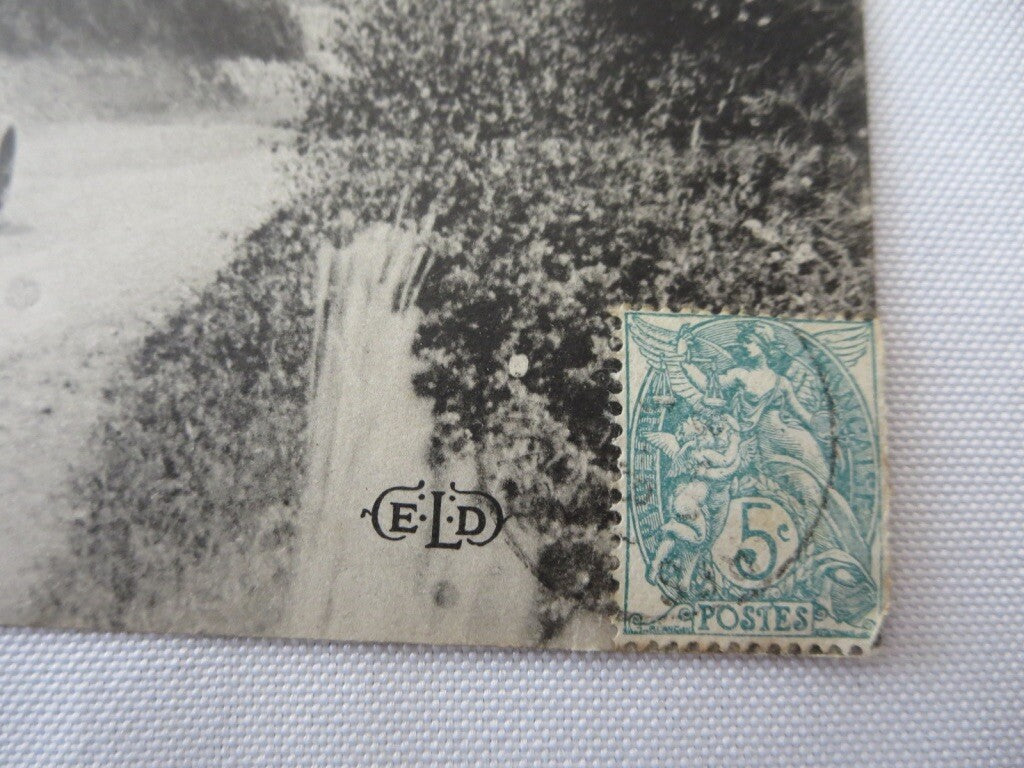 Early Postcard Darracq Racing Car Grand Prix Circuit de la Seine w/ Stamp 