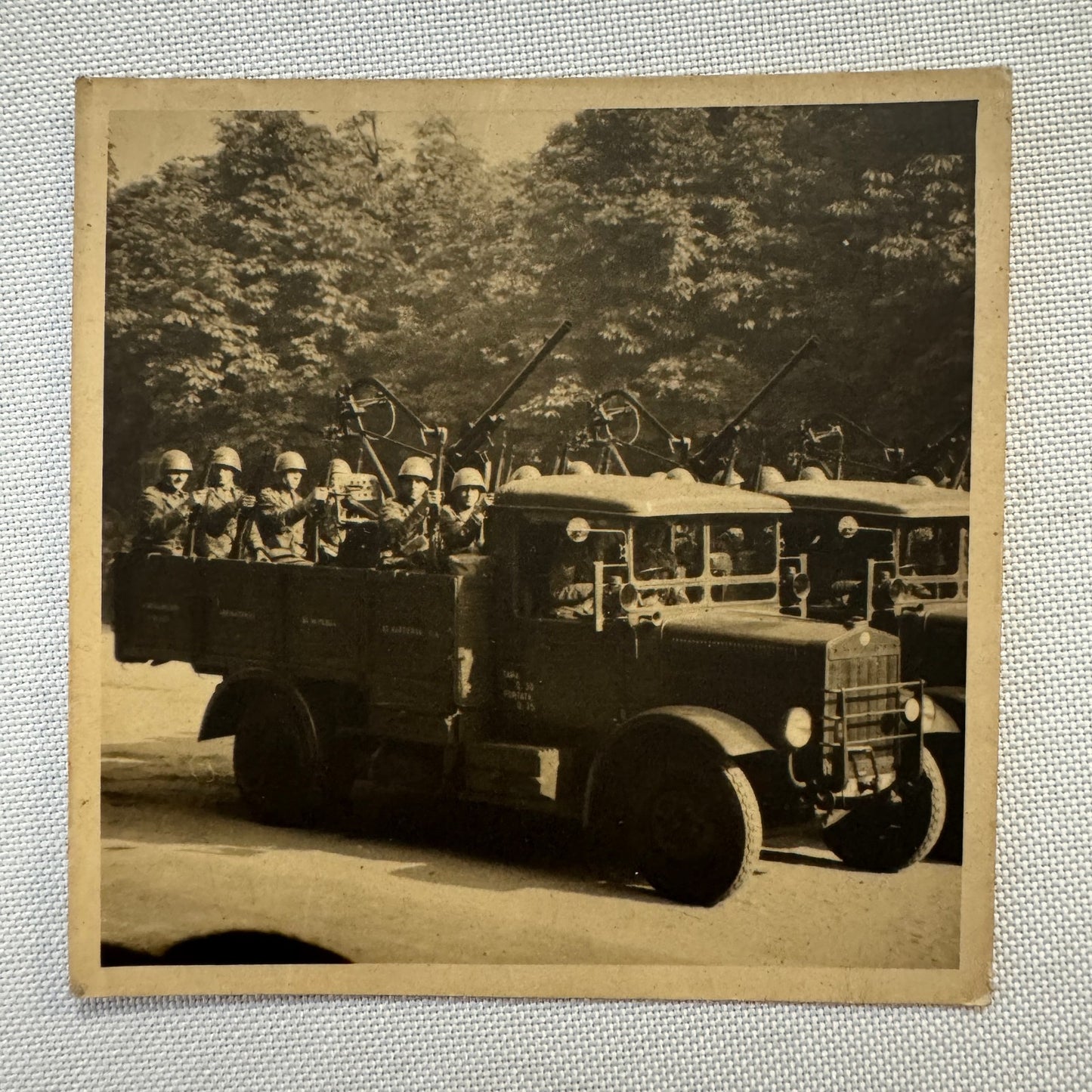 Vintage Military Photo Photograph Print Truck Soliders European