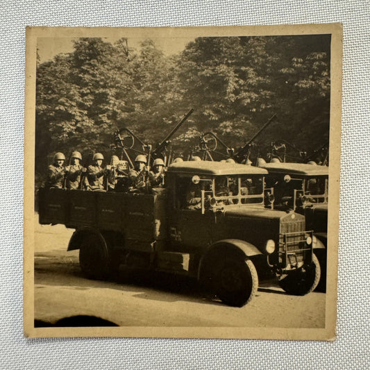 Vintage Military Photo Photograph Print Truck Soliders European