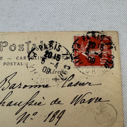 Vintage Zeppelin Airship Dirigible Postcard French Paris Eiffel Tower 1909