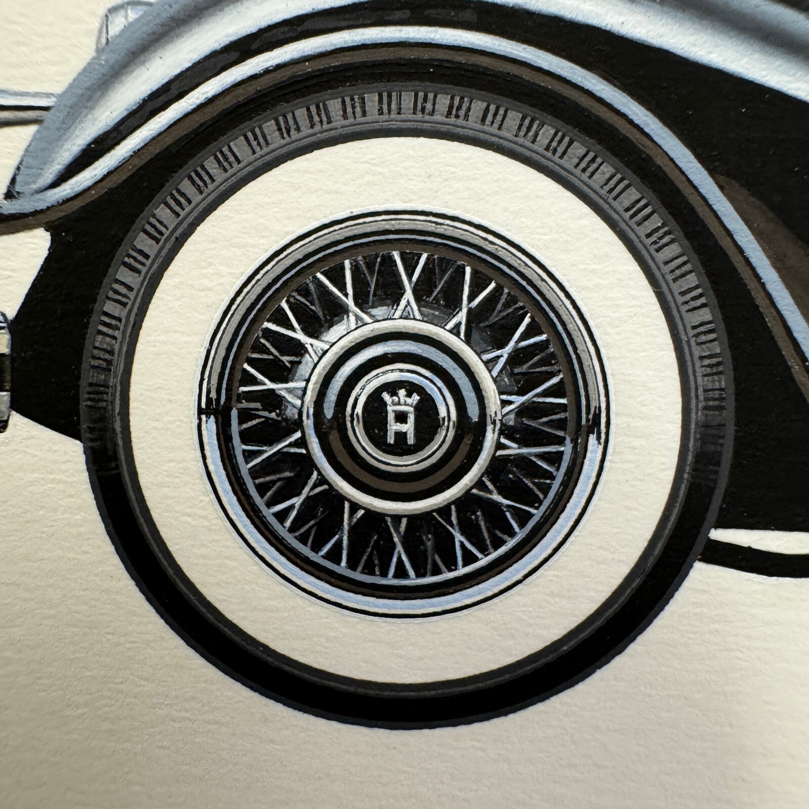 1932 Horch 12 Type 670 Sport Cabriolet Automobile Illustration Art Drawing