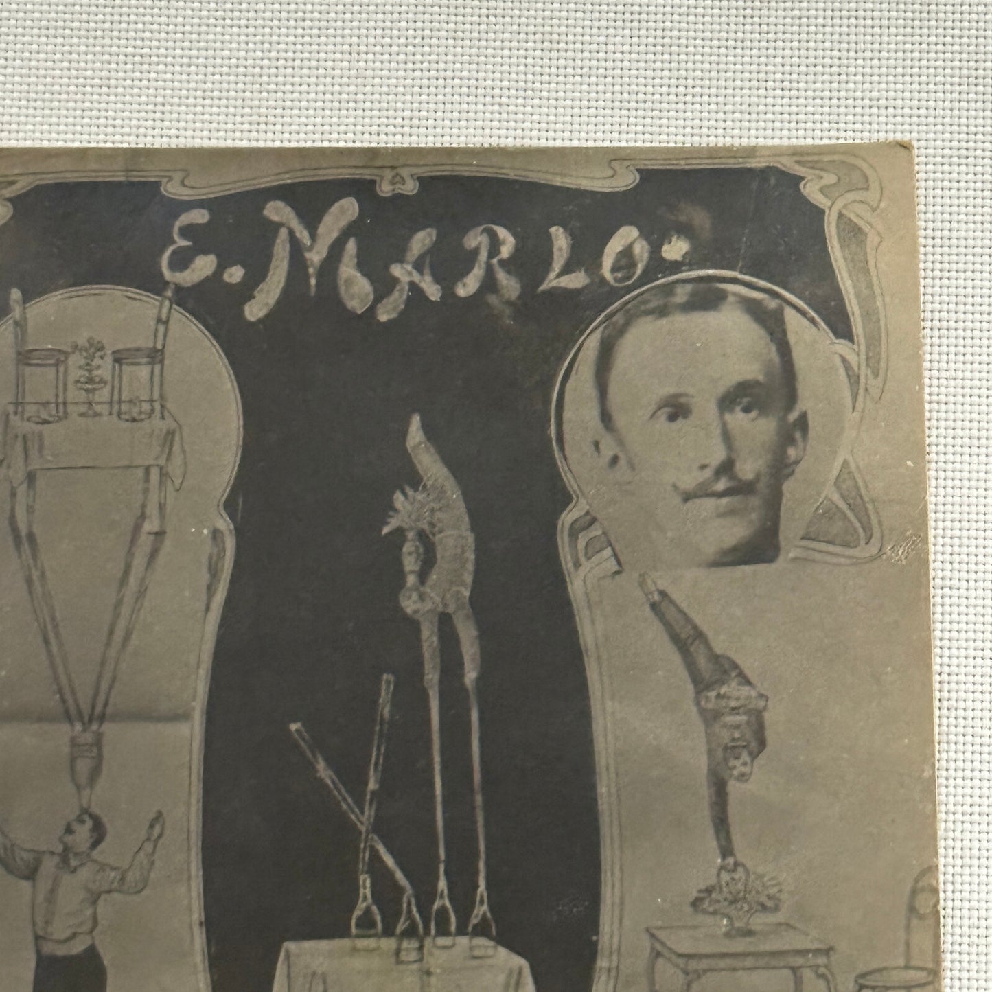 Vintage Circus Act Postcard Post Card E Marlo Acrobat Juggling Balancing Act