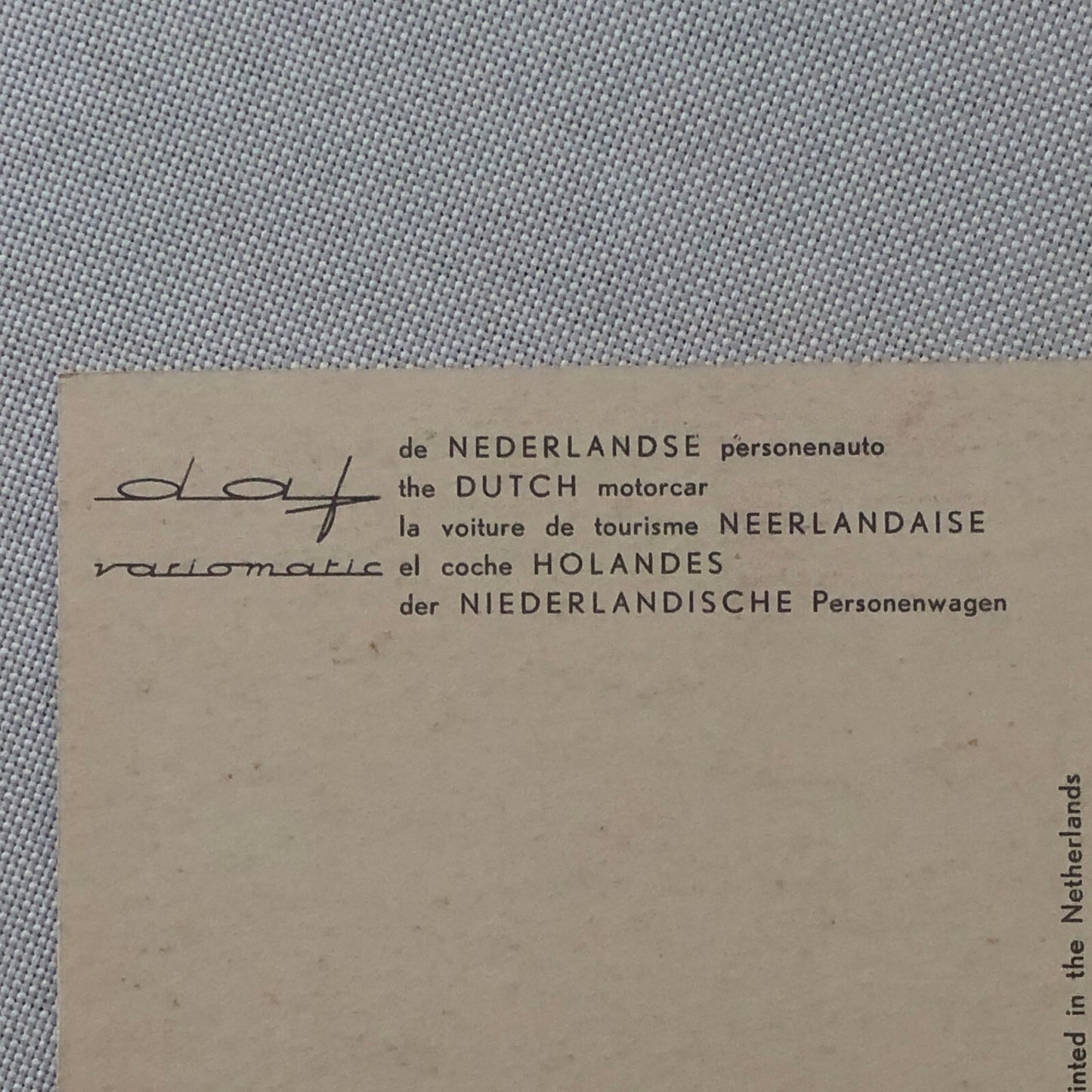 Vintage DAF Car Postcard Post Card Automobile Advertising