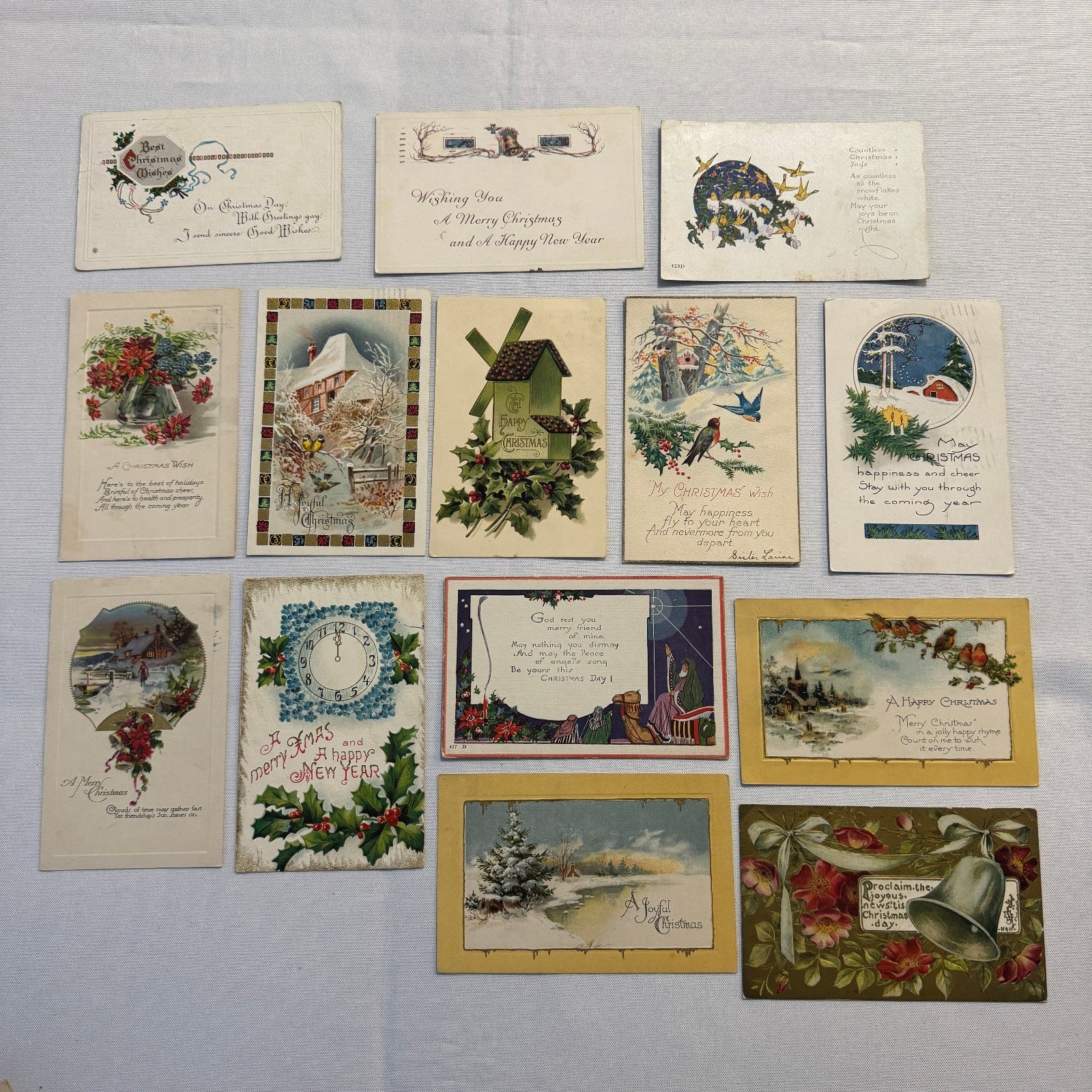 Antique Christmas & New Years Postcard Collection Lot Birds Flowers Xmas 100+