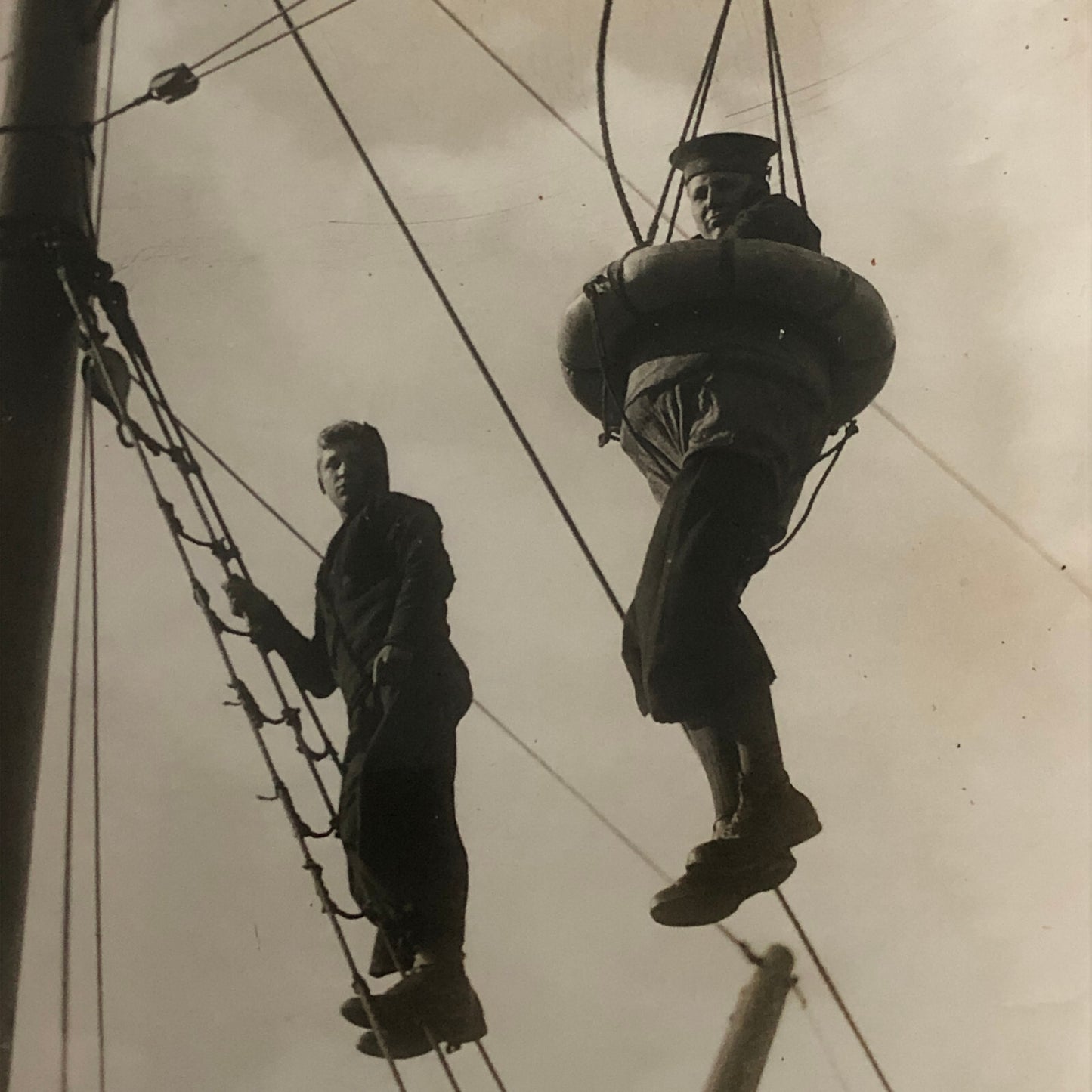 Vintage Press Photo Photograph Nautical Training School Rescue Practice 1933