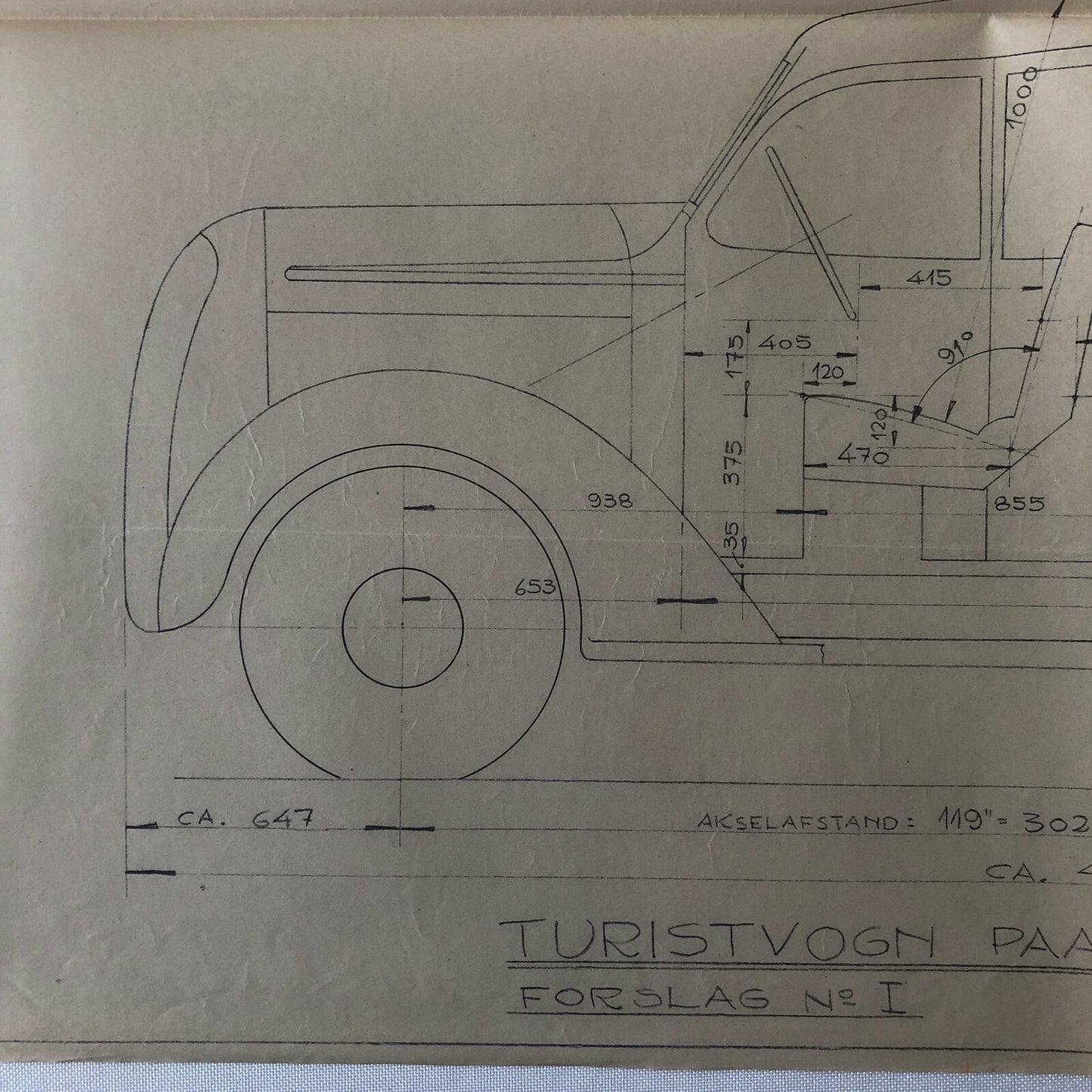 1937 Coachbuilder Car Design Blueprint Rendering Blue Print 6 Door Limousine 