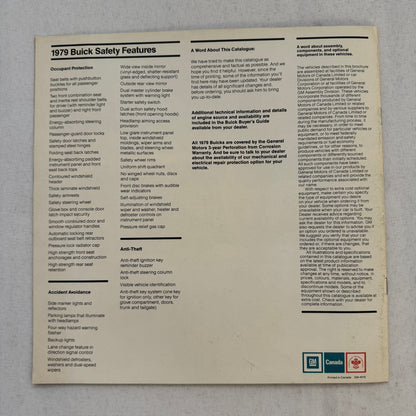 1979 Buick Car Sales Brochure Catalog Skyhawk Skylark