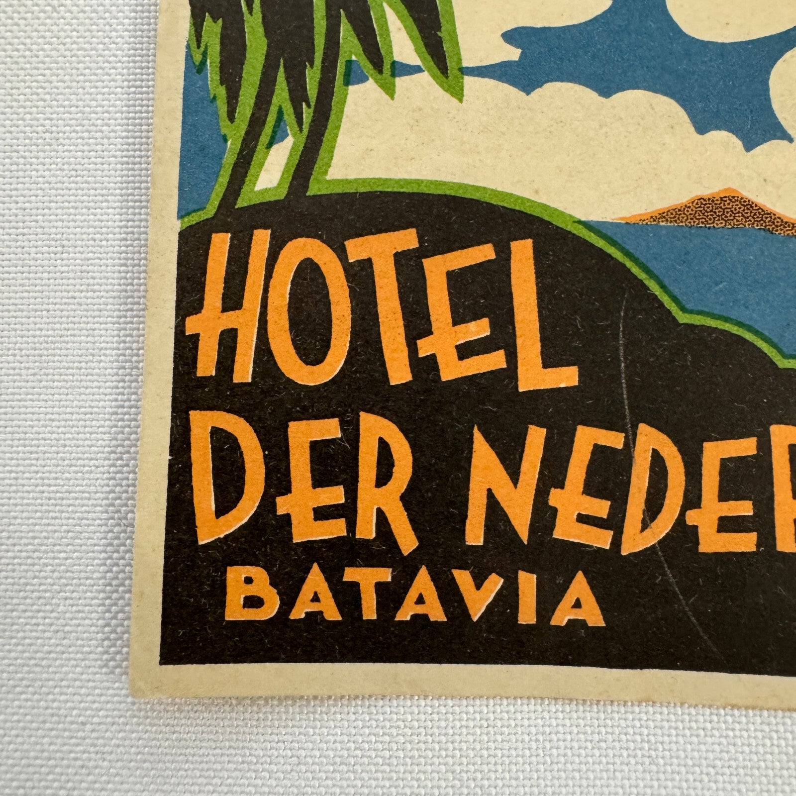Vintage Travel Luggage Label Hotel Der Nederlanden Batavia Java Indonesia