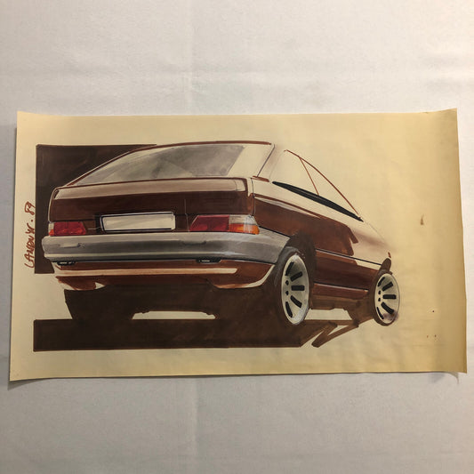 Styling Concept Car Illustration Art Drawing Sketch Vintage Luc LANDUYT 1984