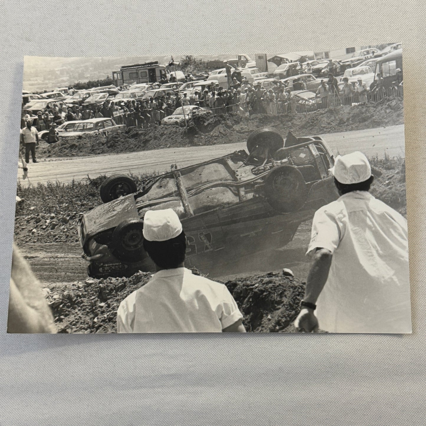 Vintage Racing Car Crash Wreck Rally Photo Photograph Print DPPI Press Photo