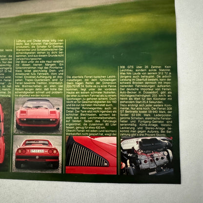 Ferrari 308 GT Spider Car Poster Magazine Insert GERMAN Text