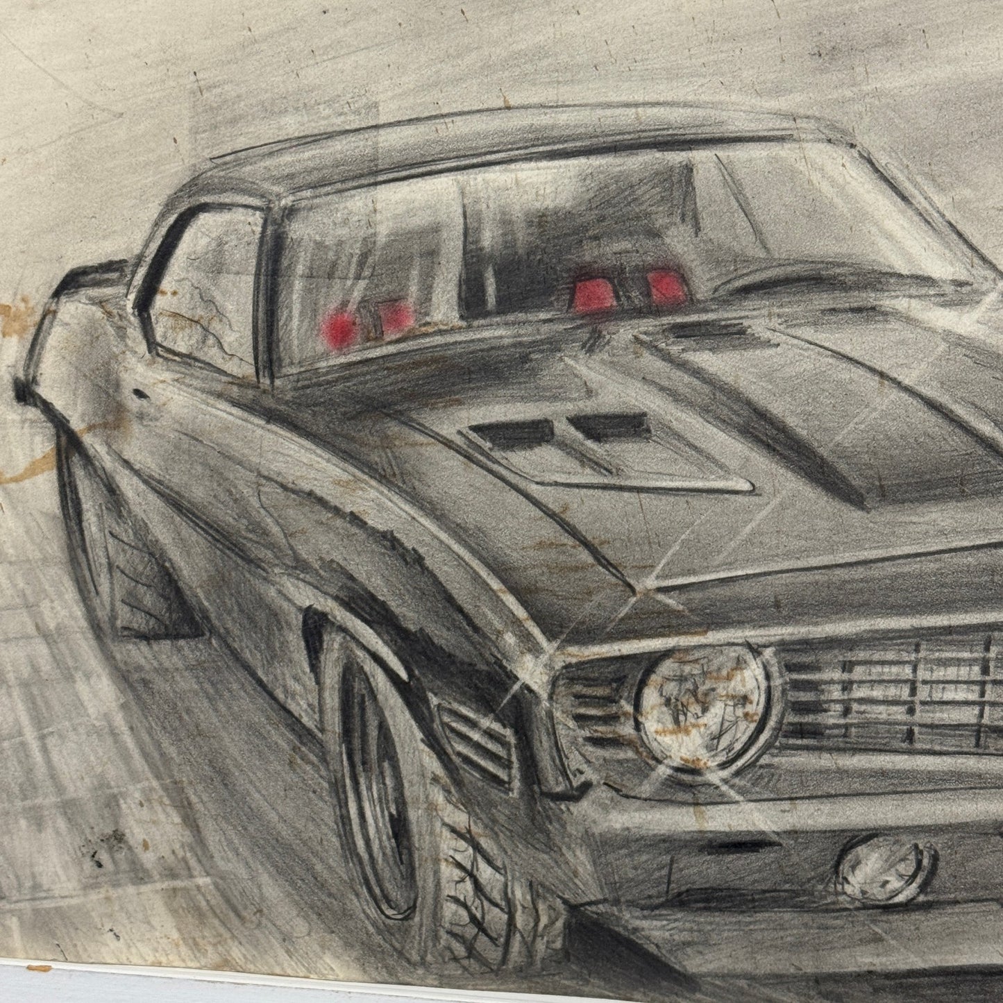 Chevrolet Camaro Vintage Car Illustration Drawing Sketch Original Art Signed
