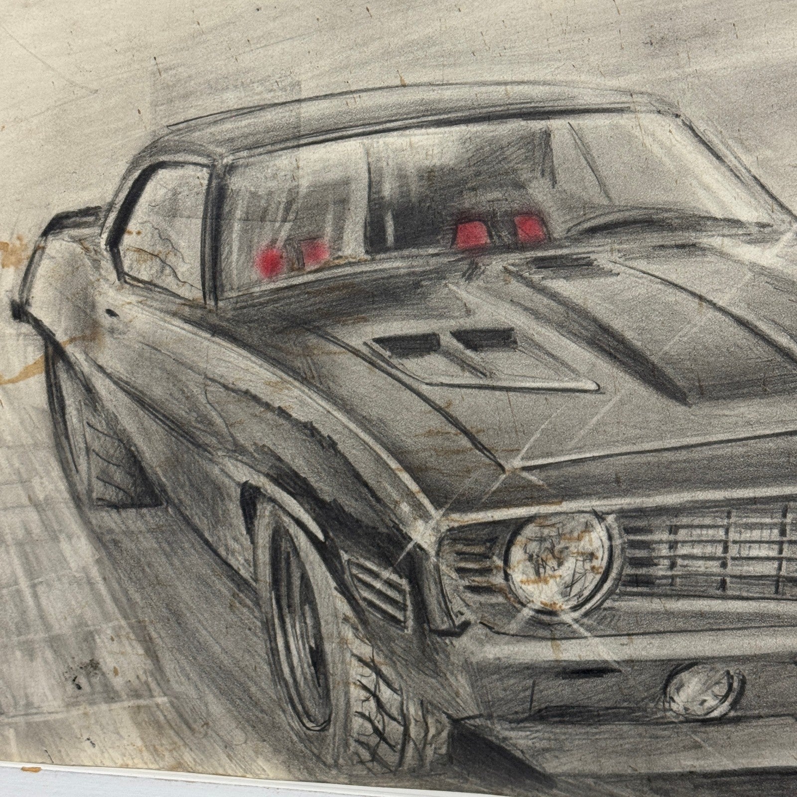 Chevrolet Camaro Vintage Car Illustration Drawing Sketch Original Art Signed