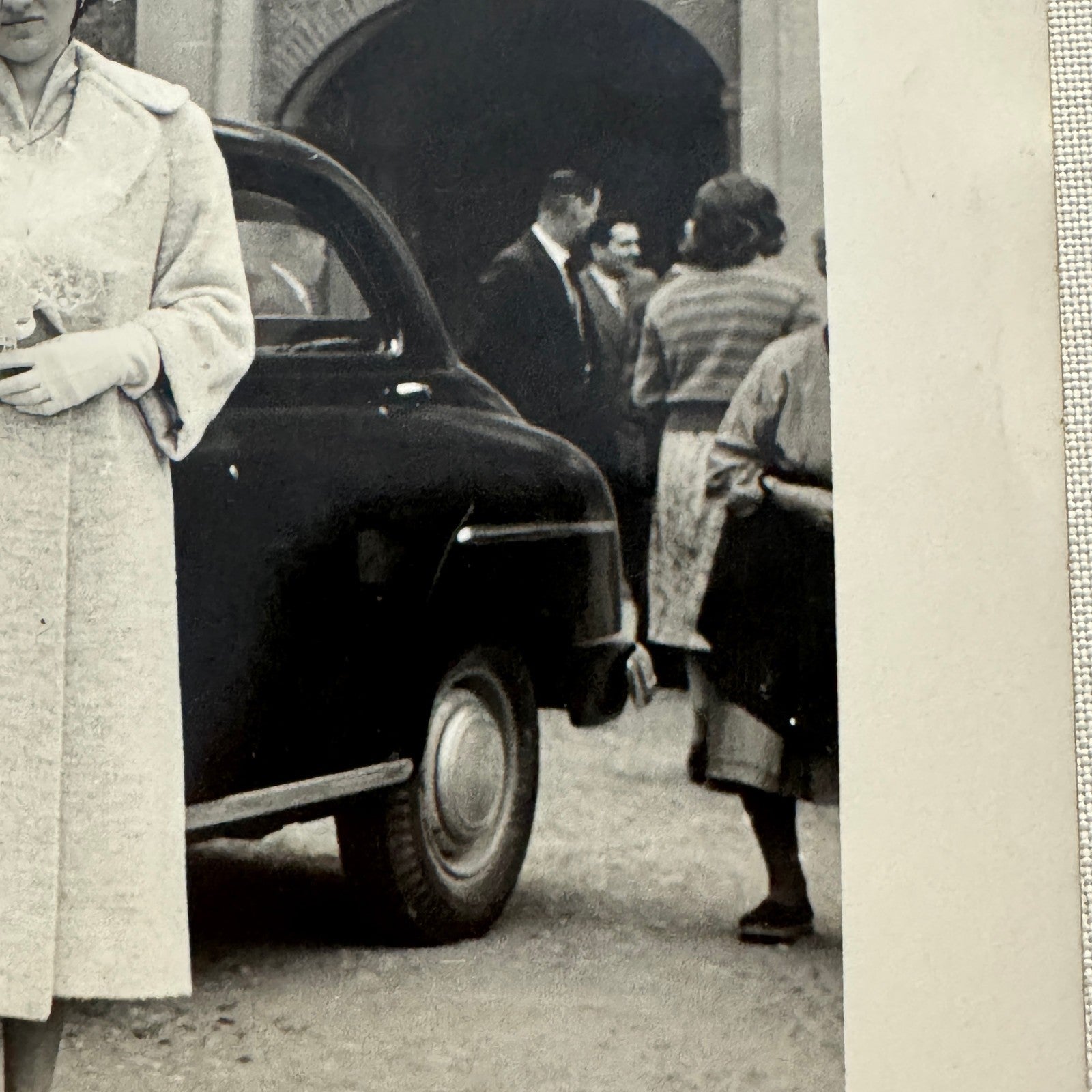Vintage Wedding Photo Photograph Print European Automobile Car Couple Man Woman