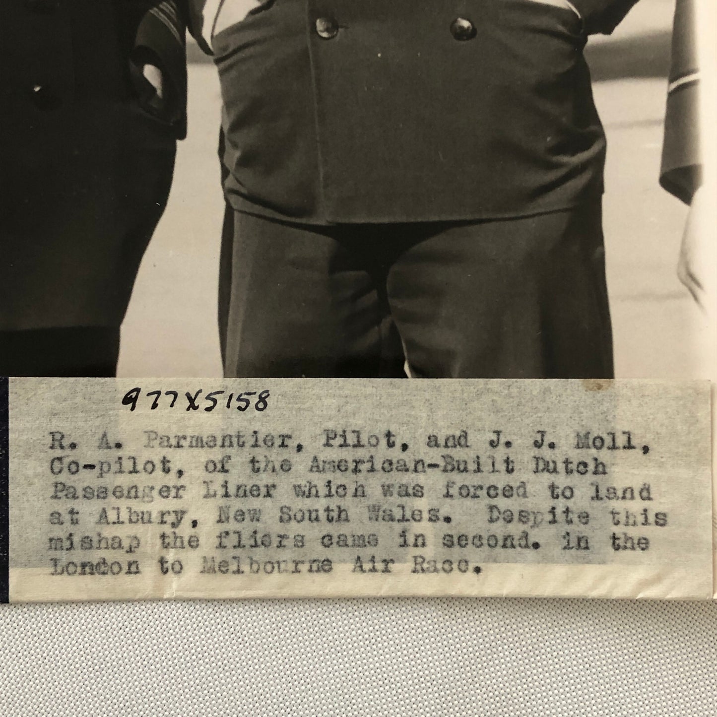 Press Photo Photograph Aviators Pilots London to Melbourne Air Race Underwood