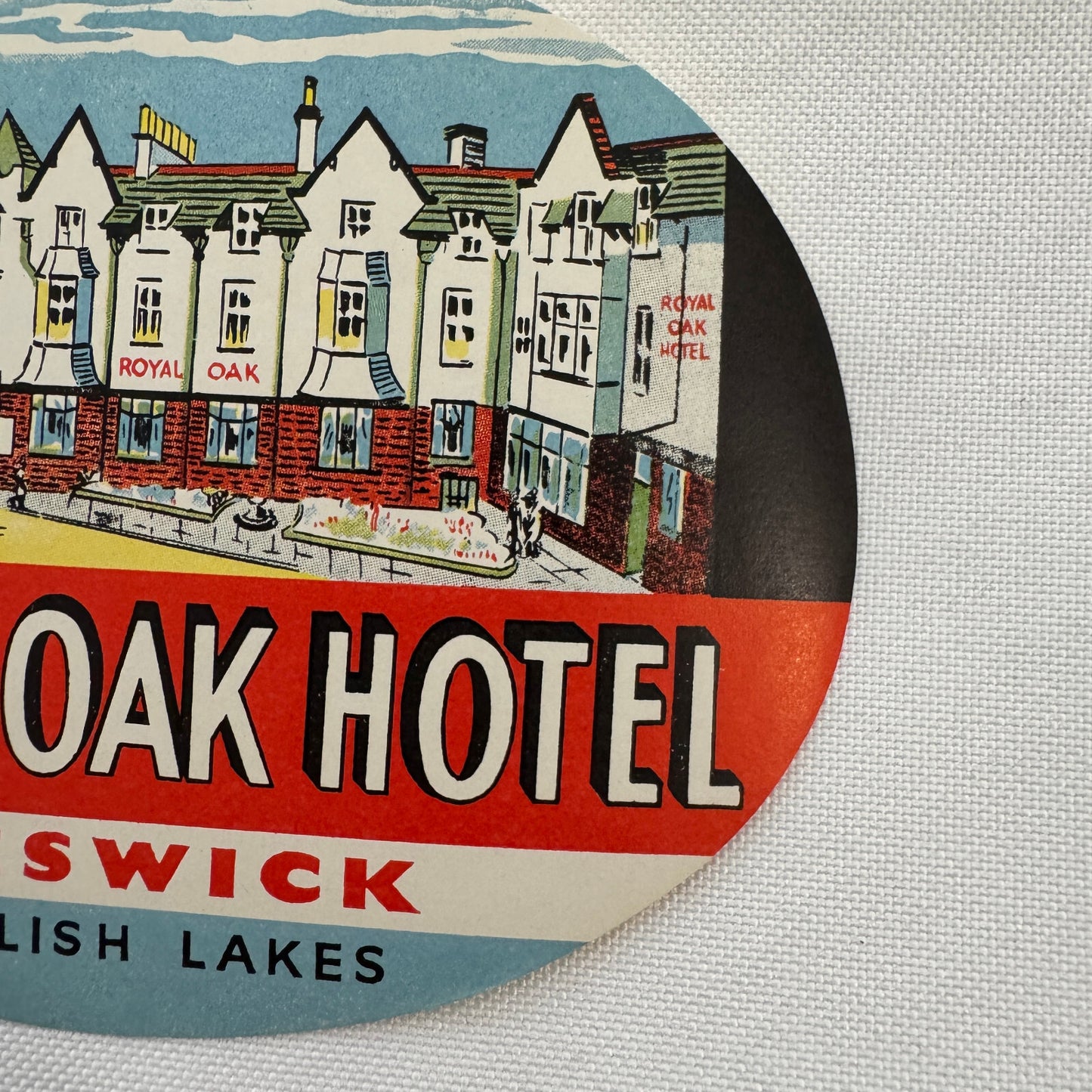 Vintage Travel Luggage Label Royal Oak Hotel Keswick English Lakes UK