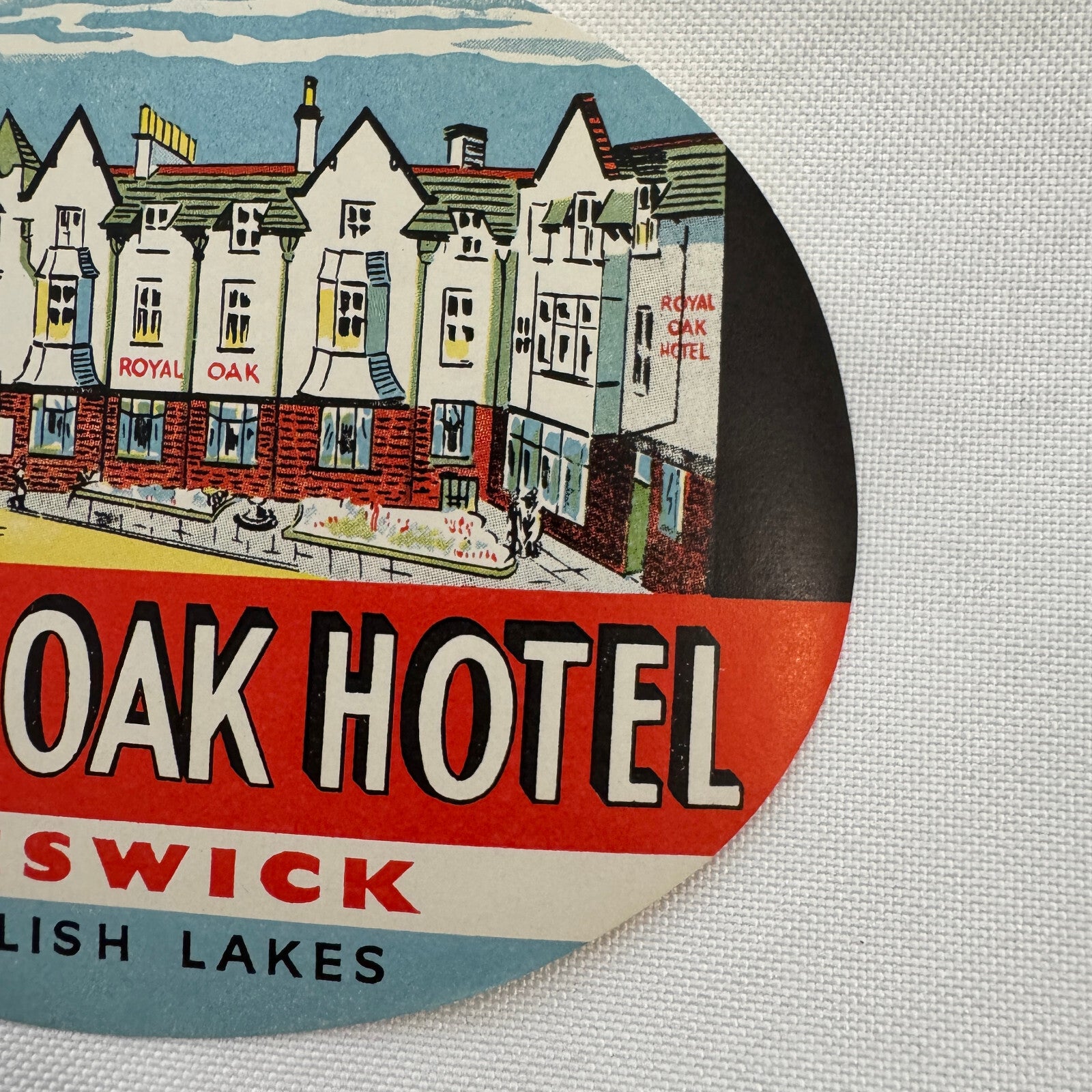 Vintage Travel Luggage Label Royal Oak Hotel Keswick English Lakes UK
