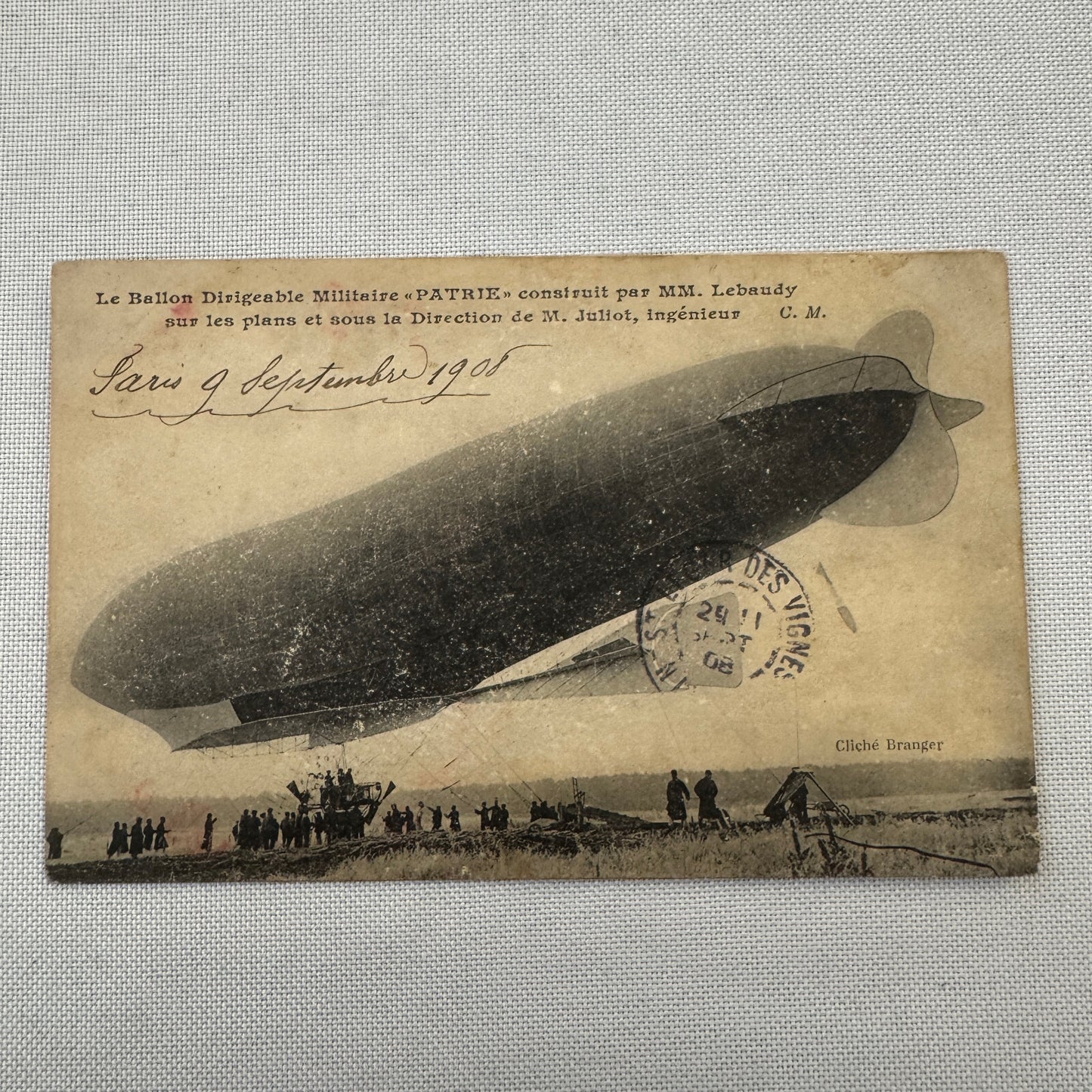 Vintage Military Airship Dirigible Zeppelin Patrie Postcard Post Card French