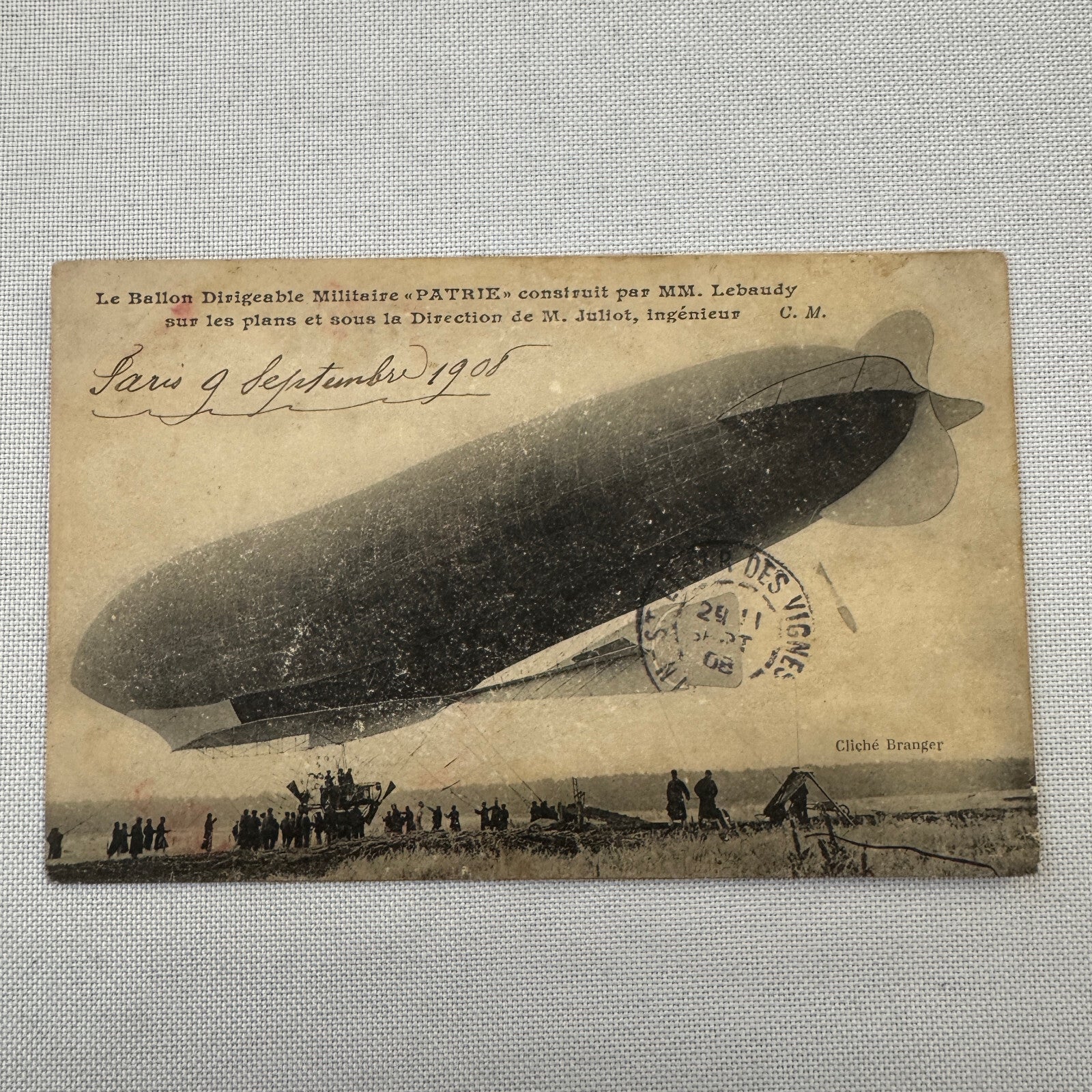 Vintage Military Airship Dirigible Zeppelin Patrie Postcard Post Card French
