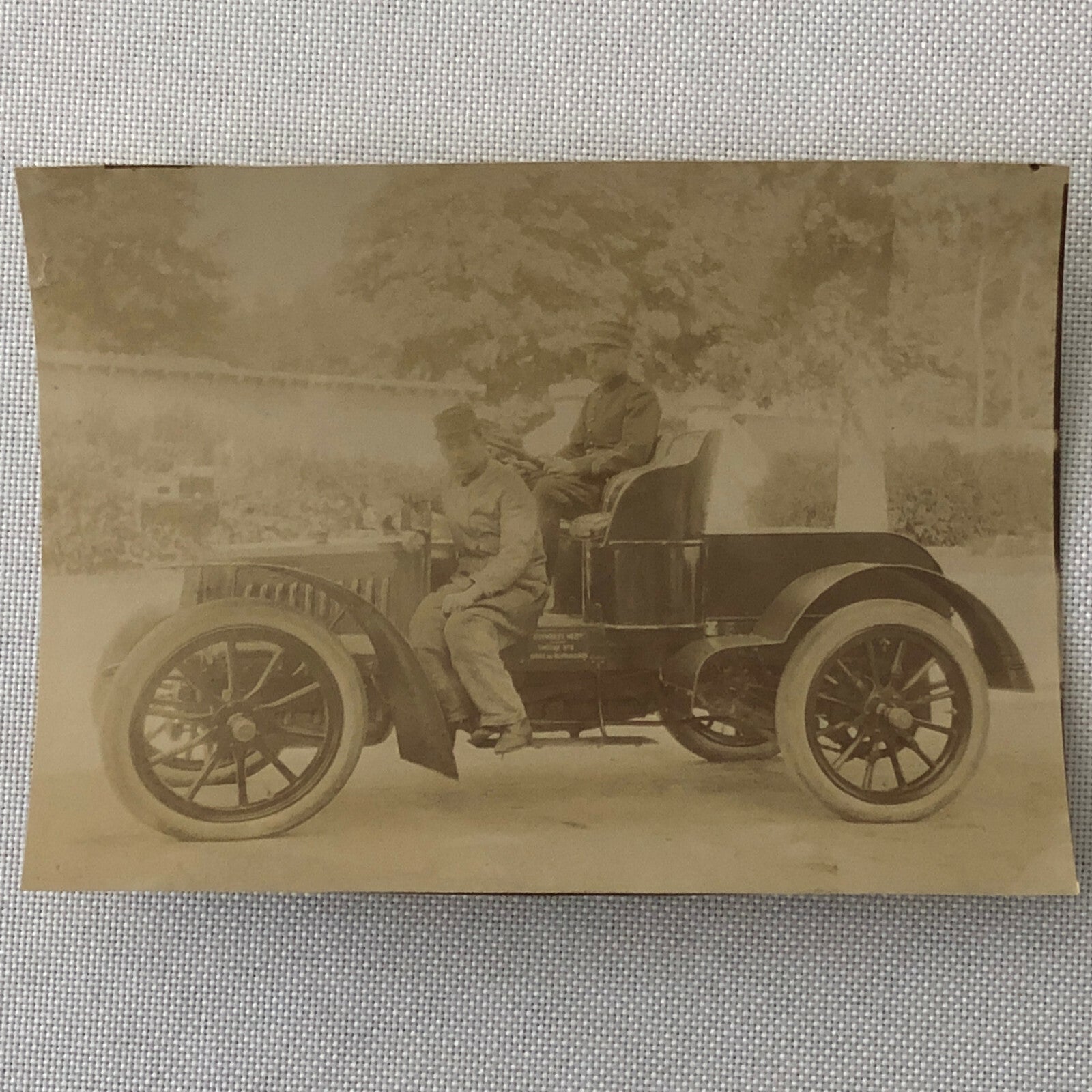 Antique Photo Photograph Print Men in Early Automobile Car Vehicle Italian ? 