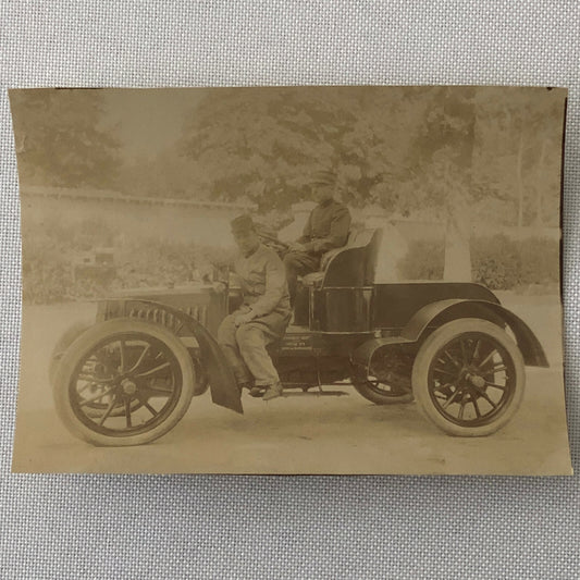 Antique Photo Photograph Print Men in Early Automobile Car Vehicle Italian ? 