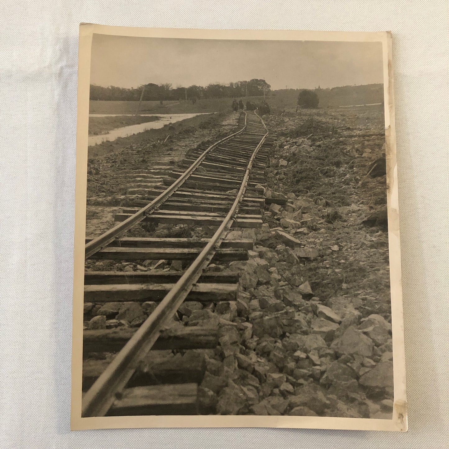 Press Photo Photograph Australia Flood Disaster Railway Train Track Damaged 1934