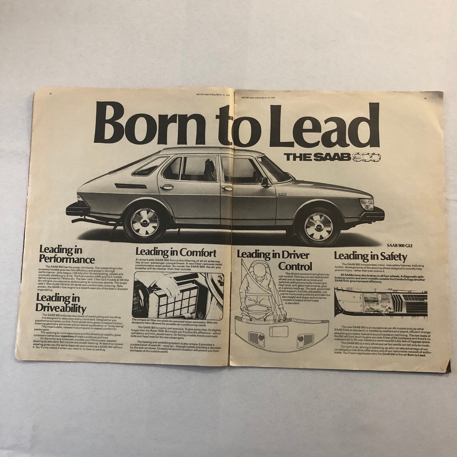 Vintage Saab 900 Magazine Supplement Brochure 1979 ? Saab 900 Turbo +