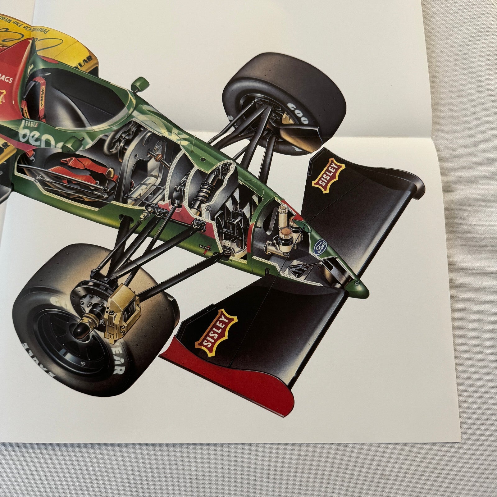 1987 Benetton Ford B187 F1 Formula One Racing Car Cutaway Illustration Poster